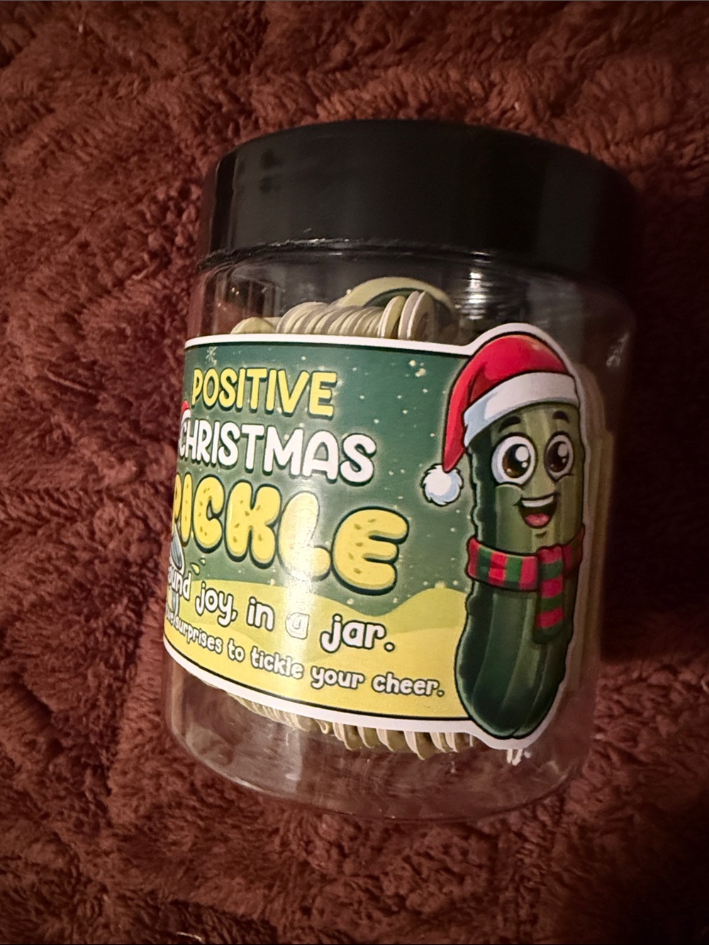 Positive Christmas Pickle Jar - Holiday Green Novelty Decoration